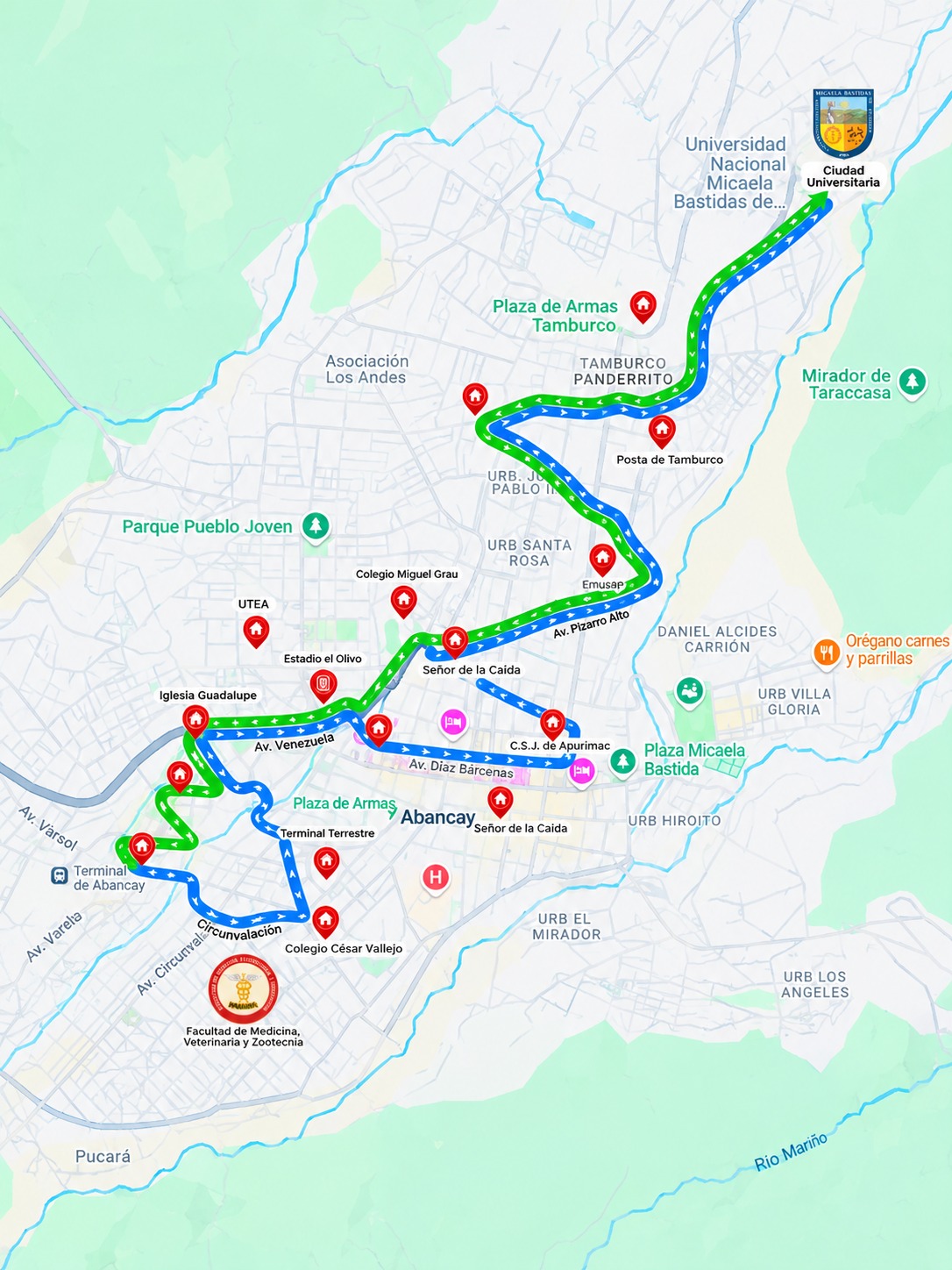 Recorrido del bus